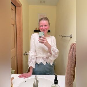 Altar’d State S Cream Lace Detail Cropped Top